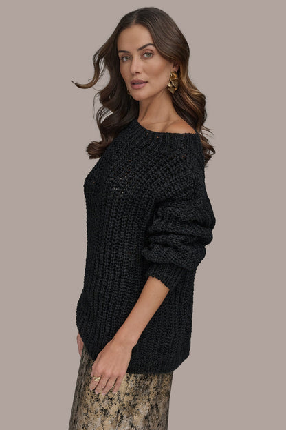 OPEN STITCH DOLMAN SWEATER