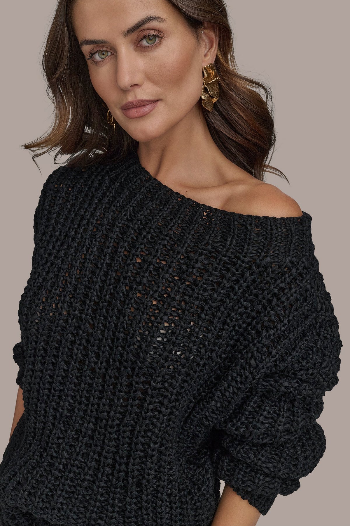 OPEN STITCH DOLMAN SWEATER