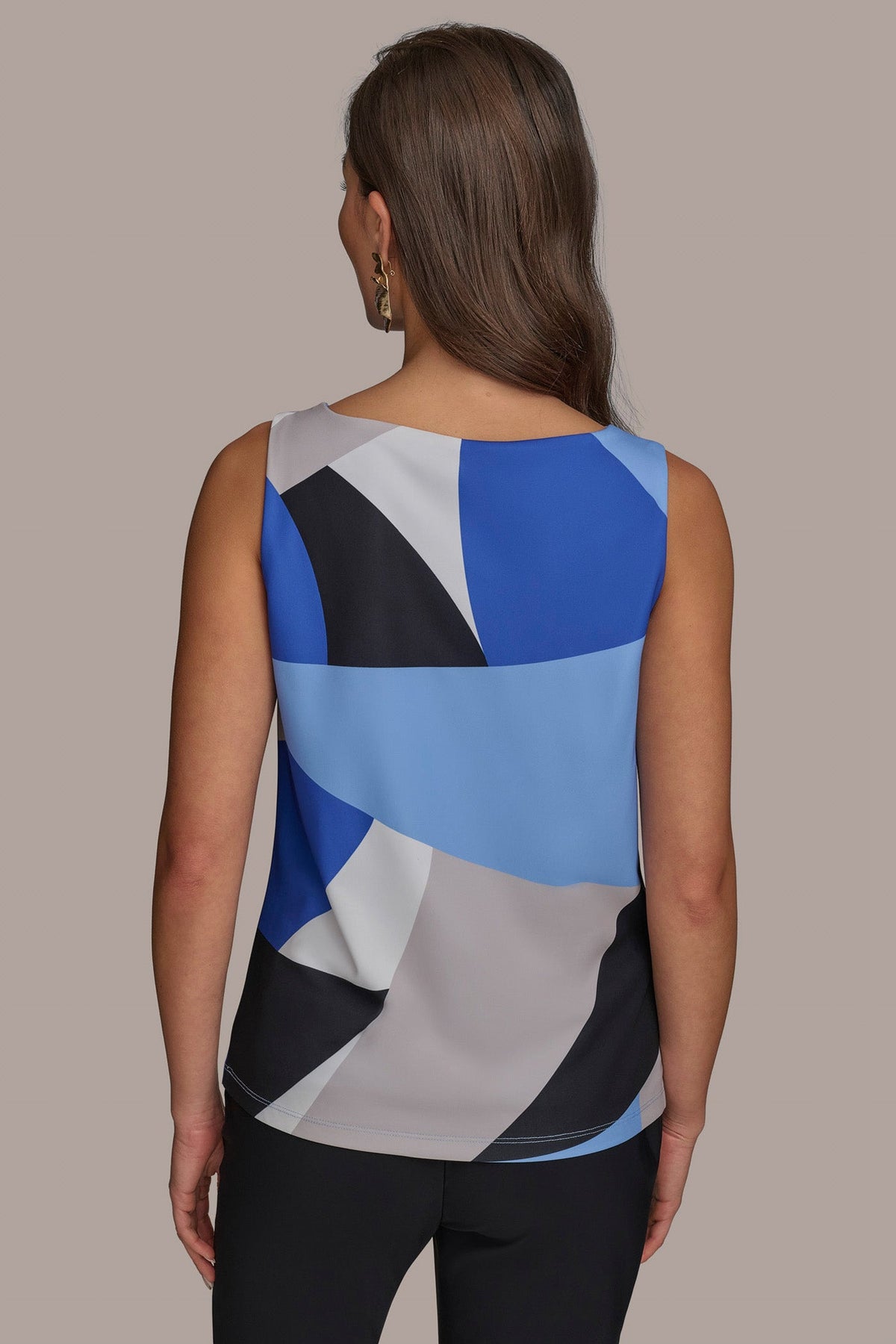 PRINTED COWL NECK TOP