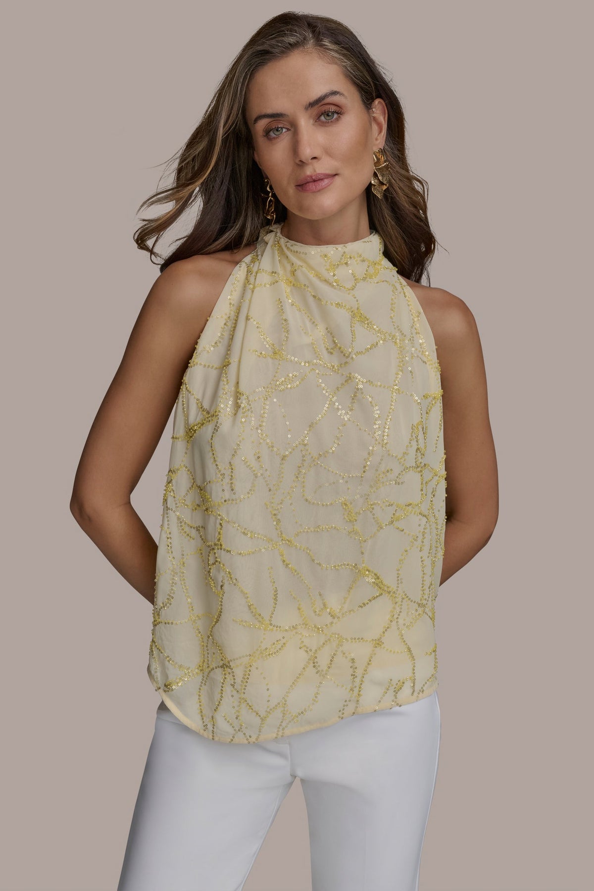 PLEAT SHOULDER HALTER