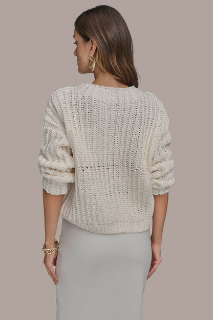 OPEN STITCH DOLMAN SWEATER