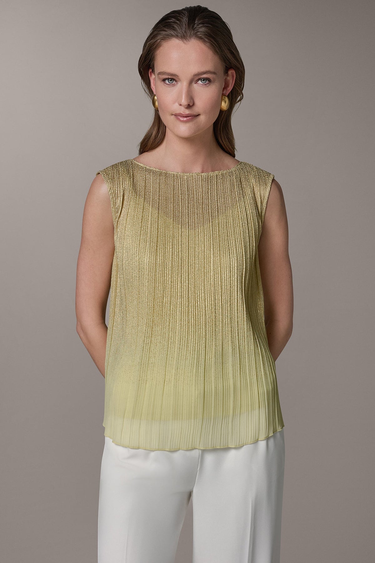 SLEEVELESS METALLIC BLOUSE