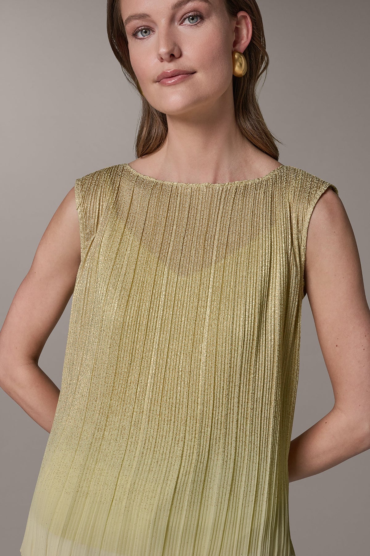 SLEEVELESS METALLIC BLOUSE