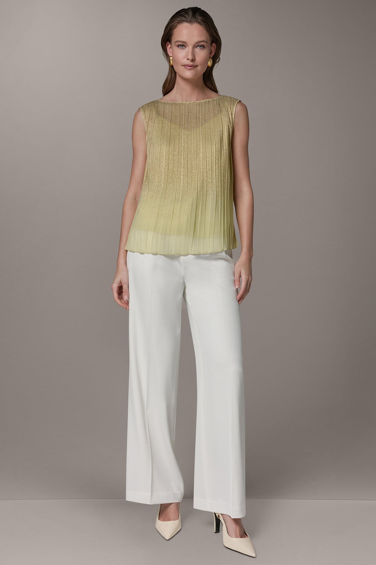 SLEEVELESS METALLIC BLOUSE