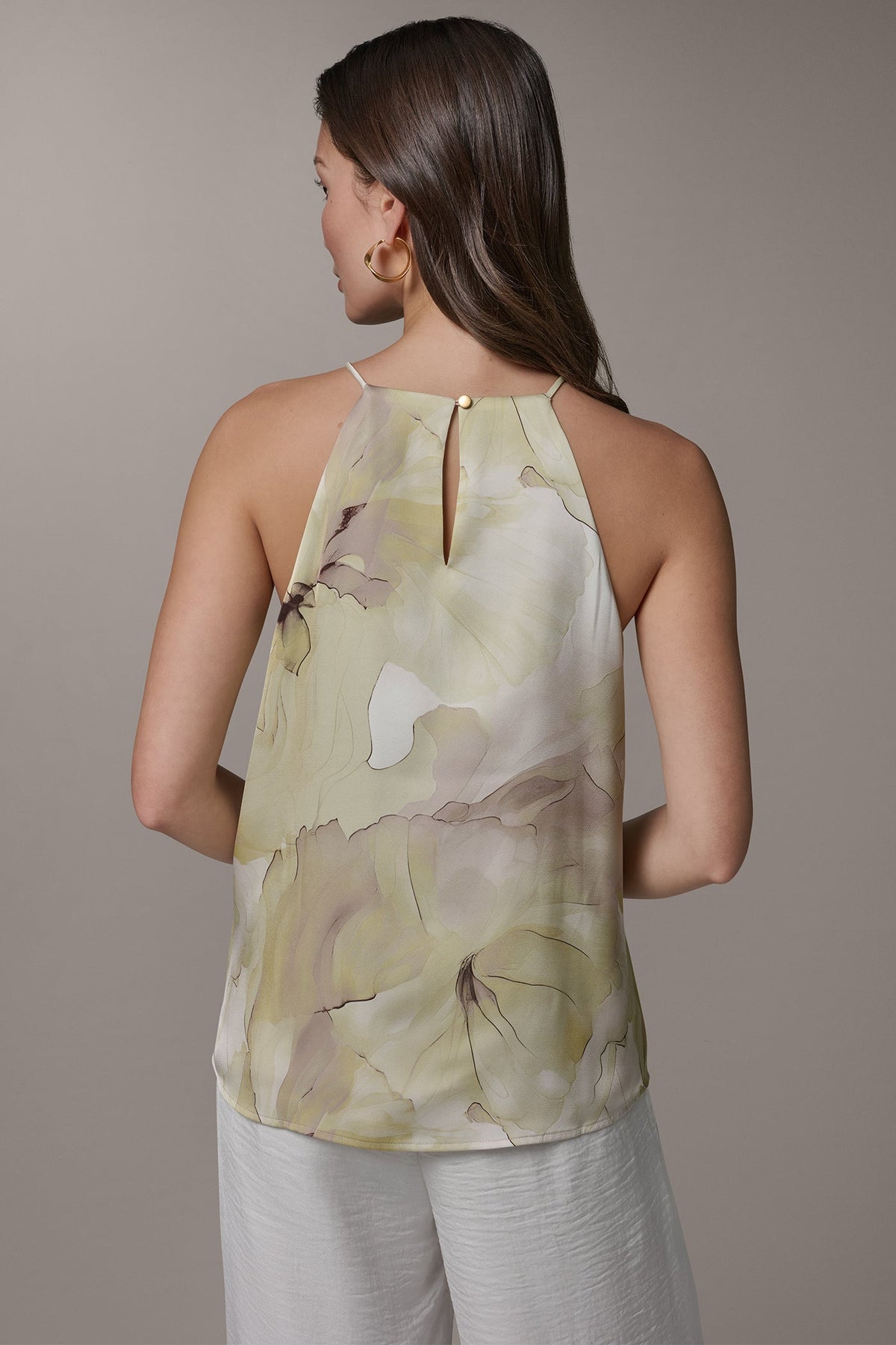 SLEEVELESS FLORAL HALTER TOP