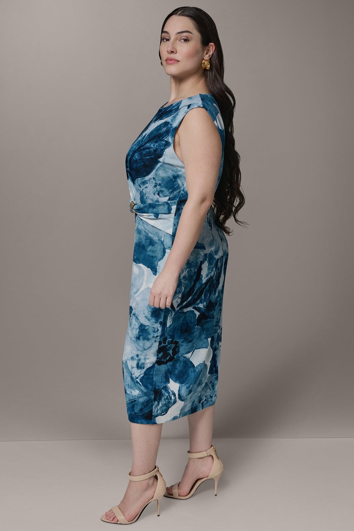 SLEEVELESS TWIST WAIST MIDI SHEATH