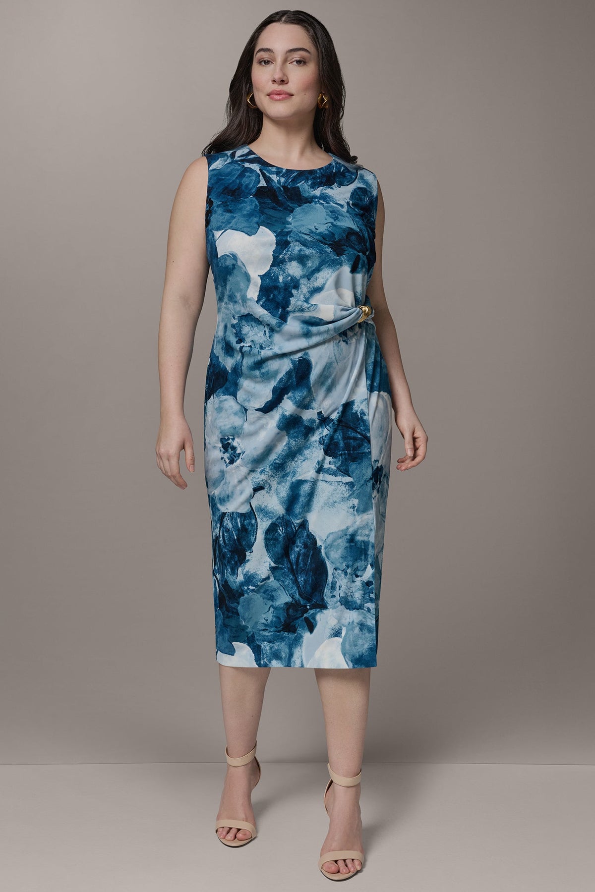 SLEEVELESS TWIST WAIST MIDI SHEATH