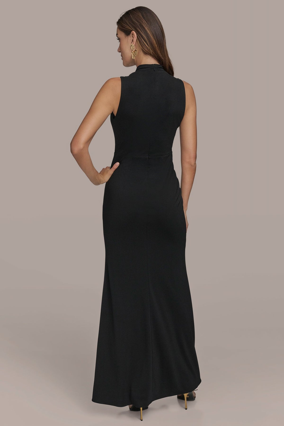 SLEEVELESS WRAP RUFFLE MAXI GOWN
