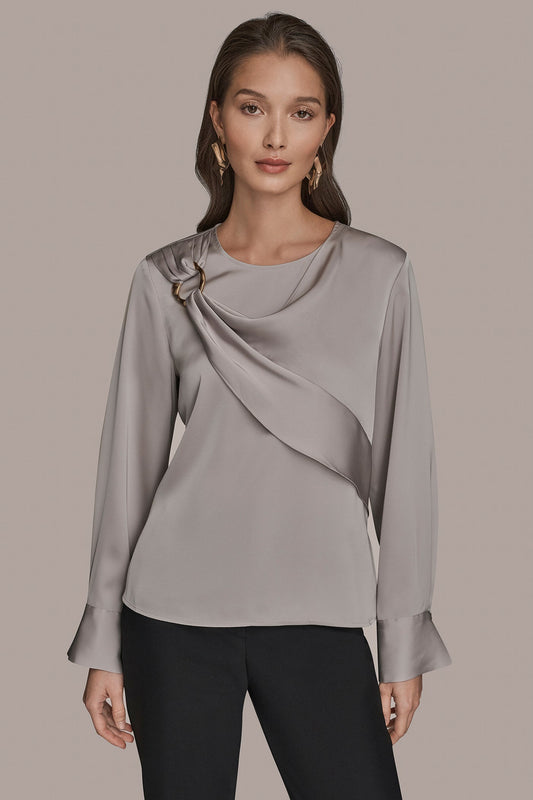 LONG SLEEVE DRAPE BLOUSE