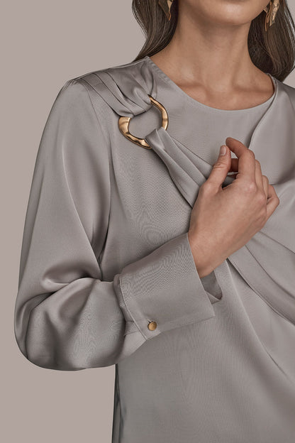 LONG SLEEVE DRAPE BLOUSE