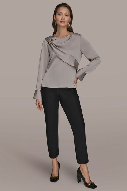 LONG SLEEVE DRAPE BLOUSE