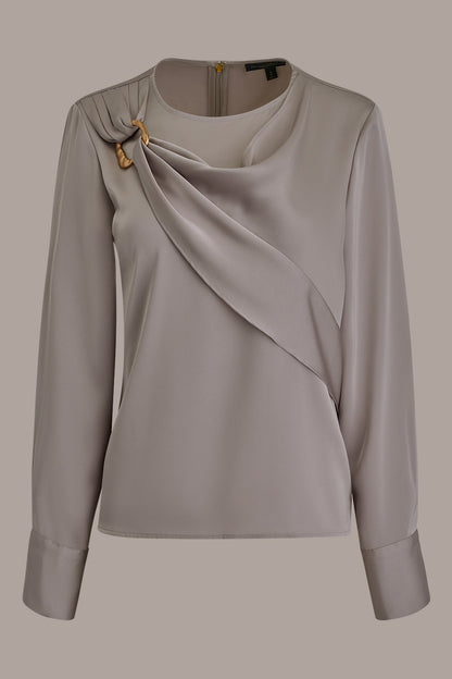 LONG SLEEVE DRAPE BLOUSE
