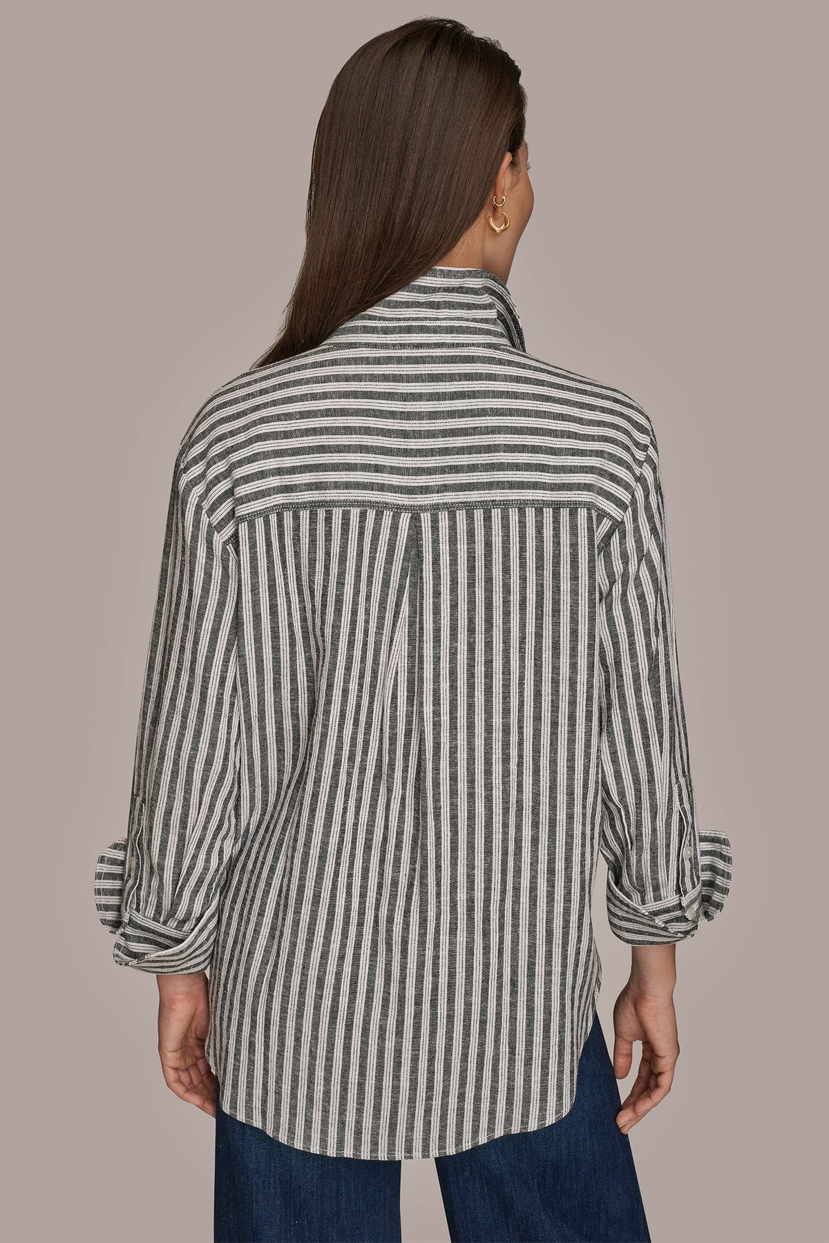 LINEN-BLEND STRIPED SHIRT