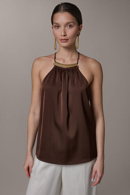 SLEEVELESS HALTER TOP