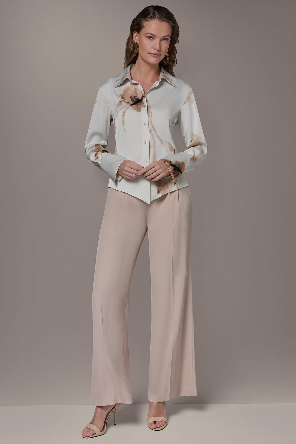 SATIN FLORAL HIGH-LOW BLOUSE