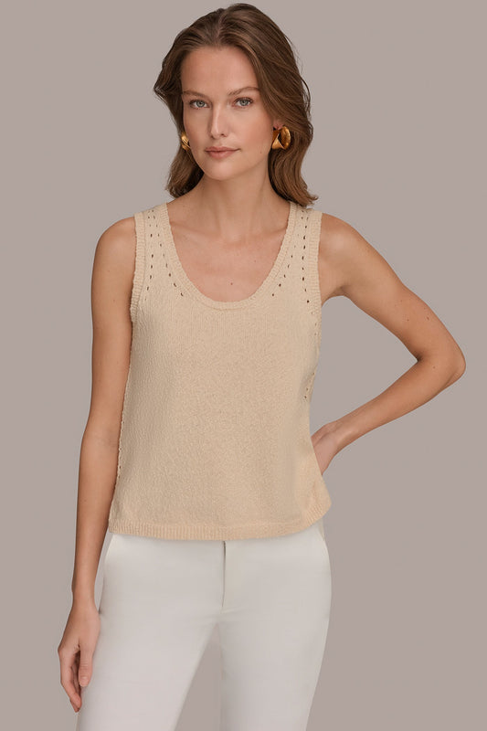 SLEEVELESS POINTELLE STITCH TANK