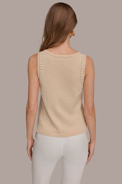 SLEEVELESS POINTELLE STITCH TANK