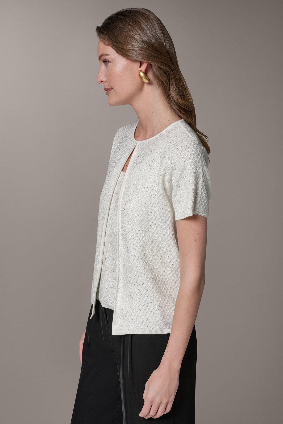 SHORT SLEEVE SEQUIN CARDIGAN