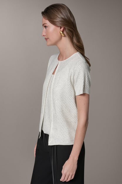 SHORT SLEEVE SEQUIN CARDIGAN