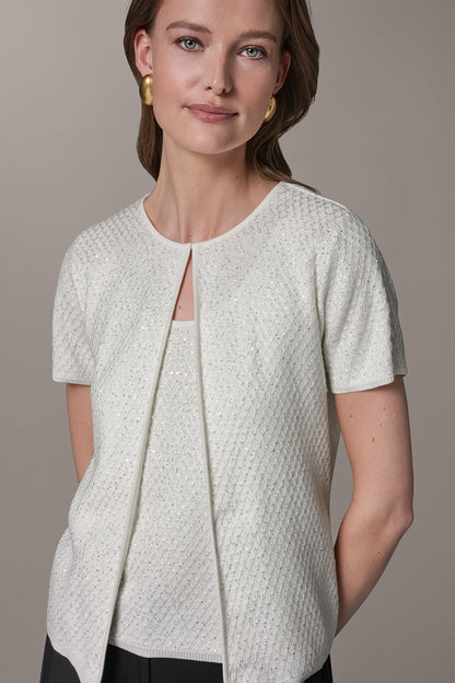 SHORT SLEEVE SEQUIN CARDIGAN