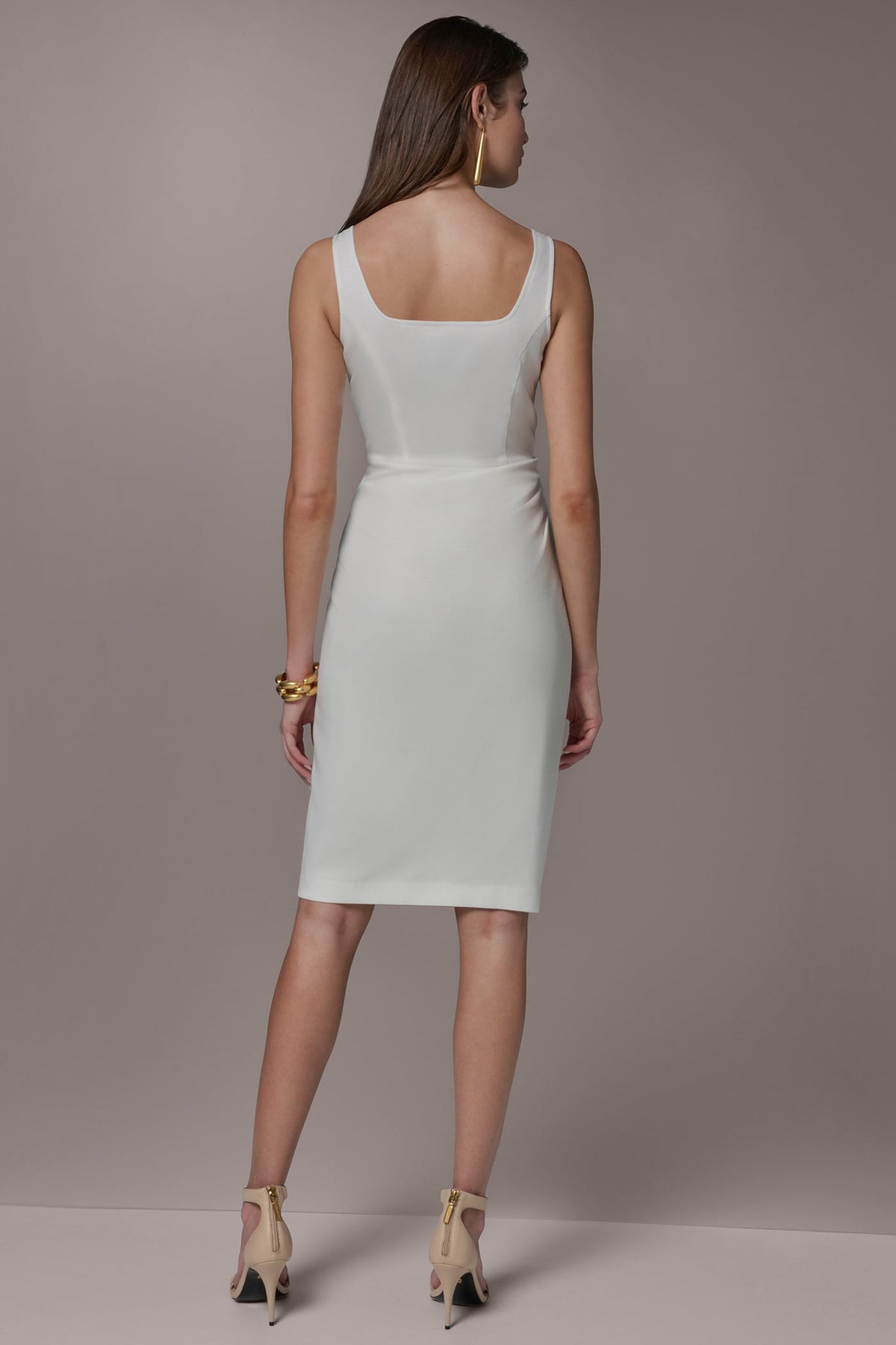 TENCEL WRAP-EFFECT MIDI SHEATH DRESS