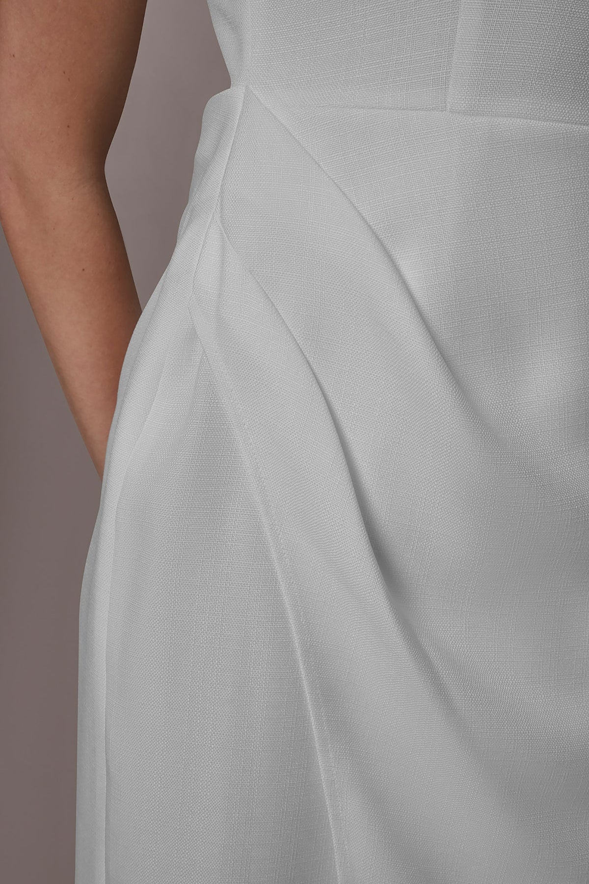 TENCEL WRAP-EFFECT MIDI SHEATH DRESS