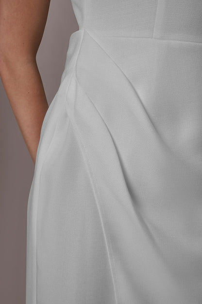 TENCEL WRAP-EFFECT MIDI SHEATH DRESS