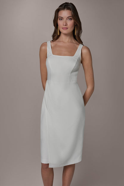TENCEL WRAP-EFFECT MIDI SHEATH DRESS