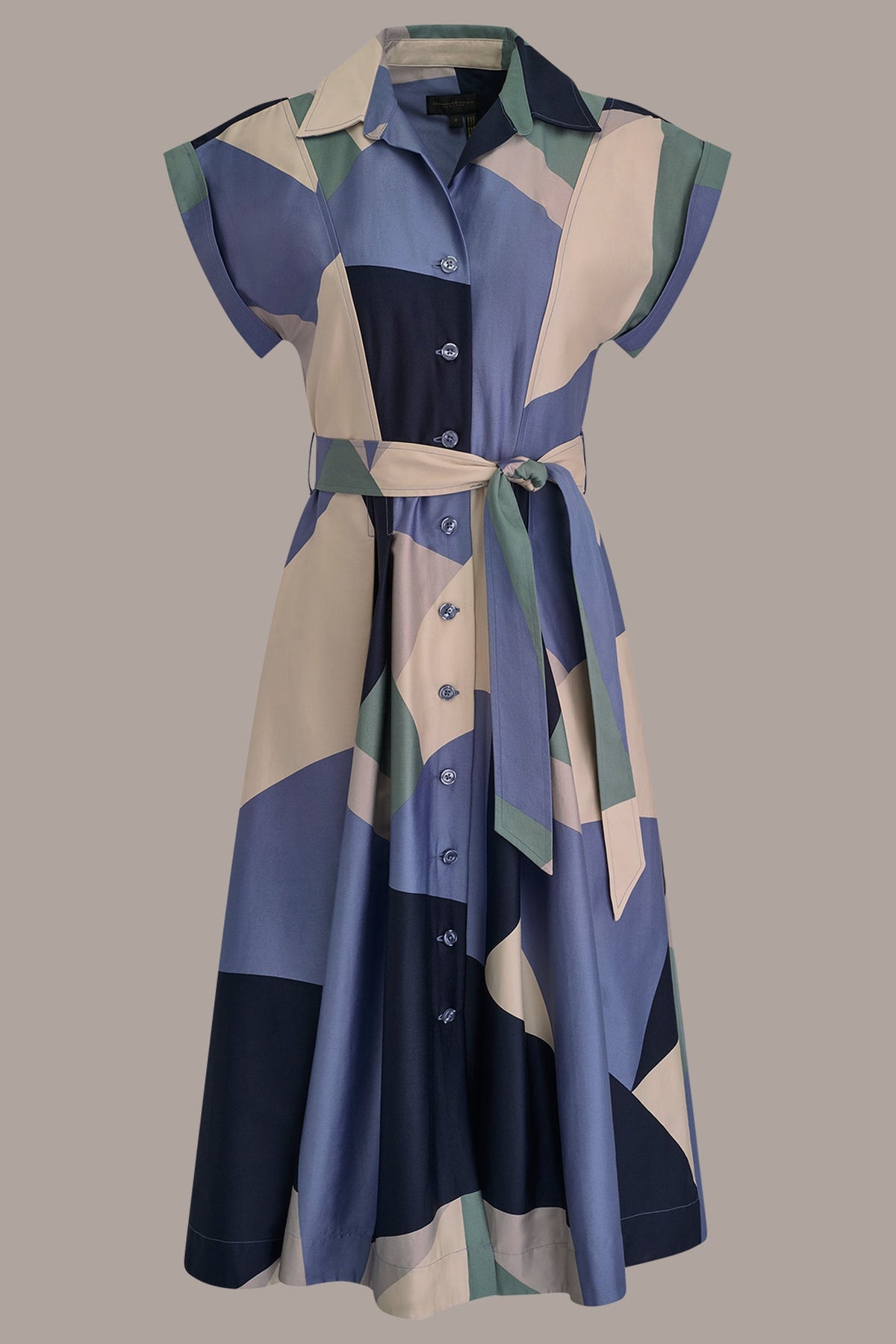 COTTON PRINTED MIDI SHIRT DRESS