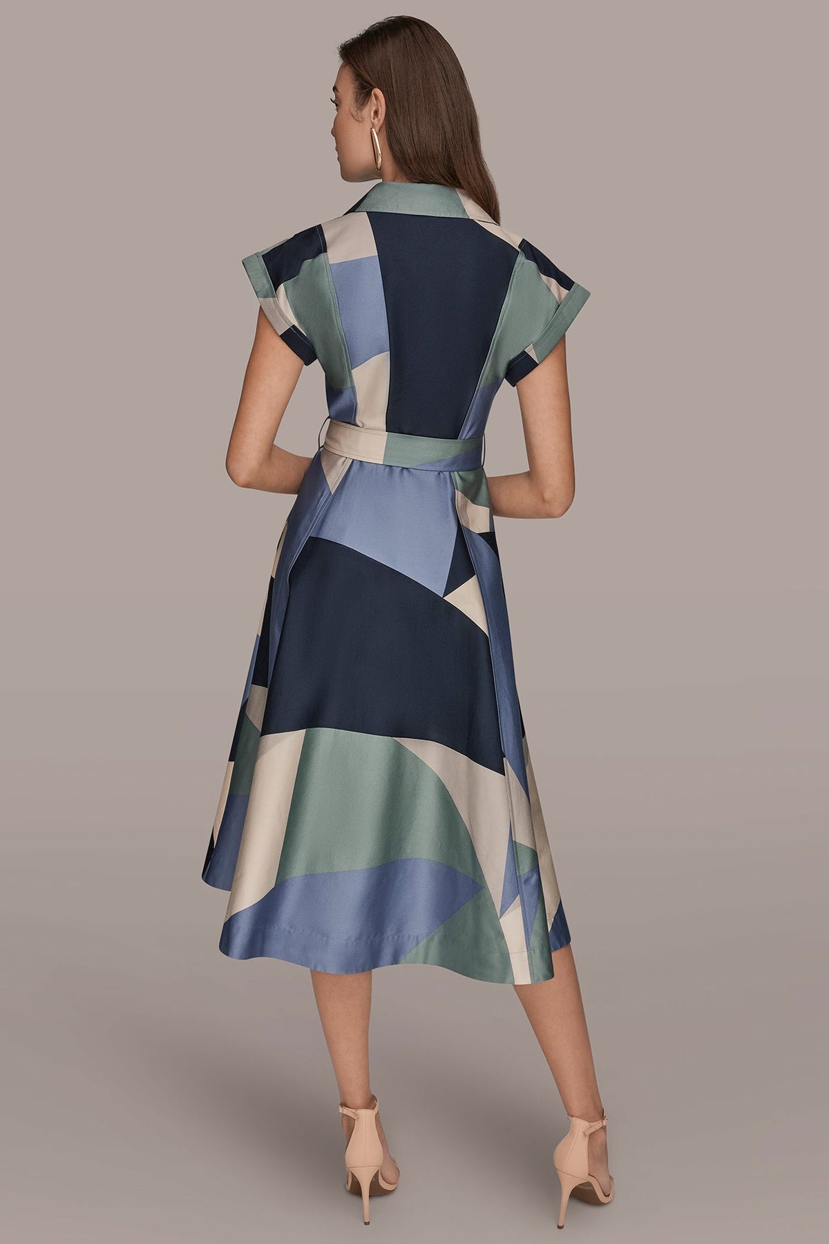 COTTON PRINTED MIDI SHIRT DRESS