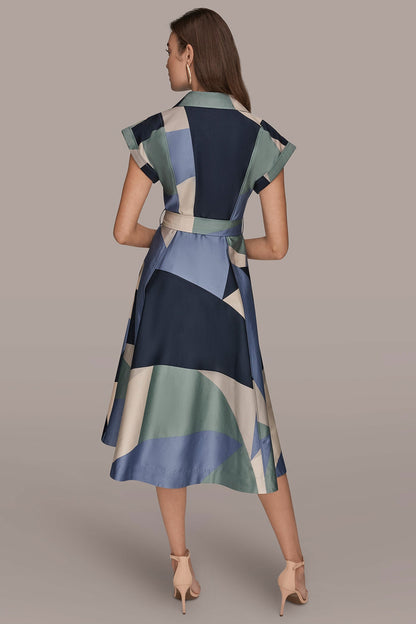 COTTON PRINTED MIDI SHIRT DRESS