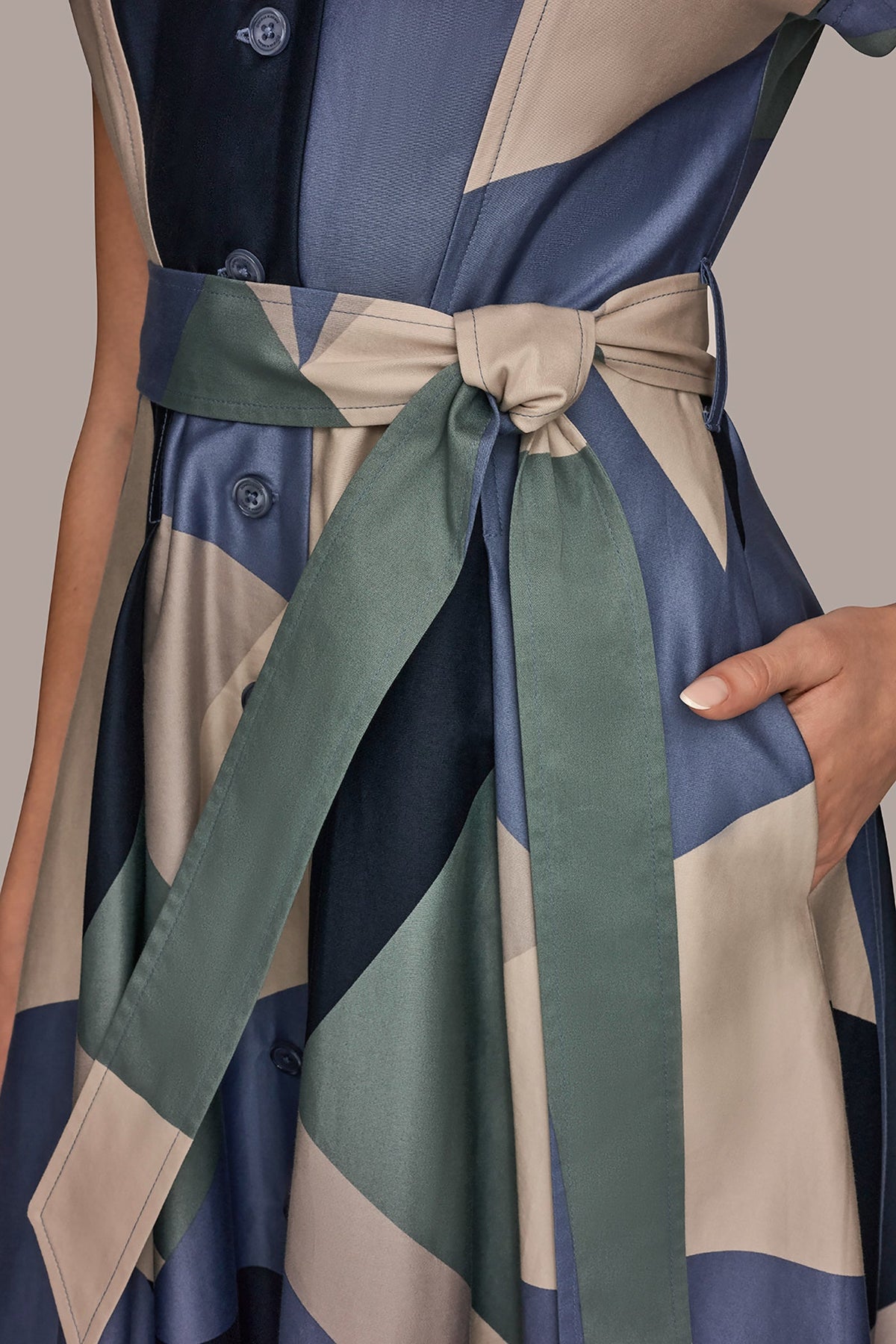 COTTON PRINTED MIDI SHIRT DRESS