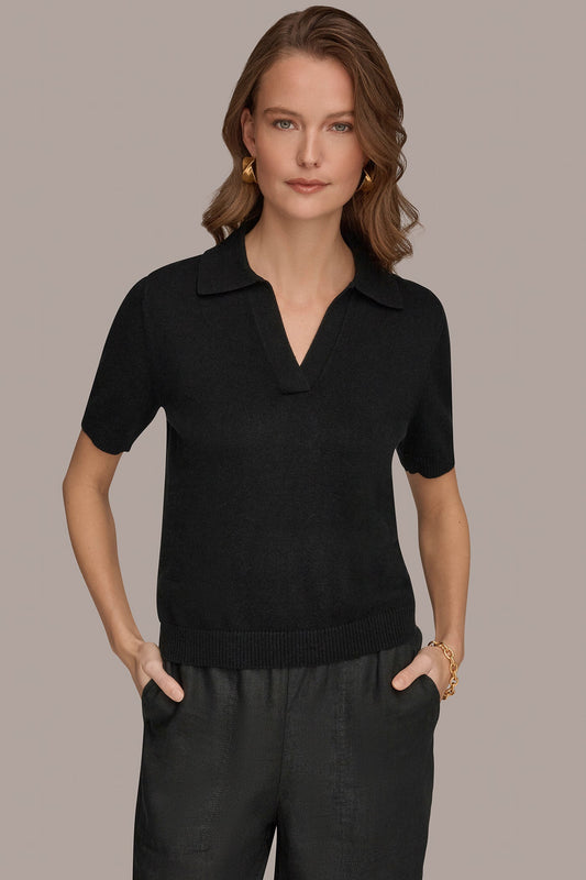 COTTON AND CASHMERE POLO SWEATER
