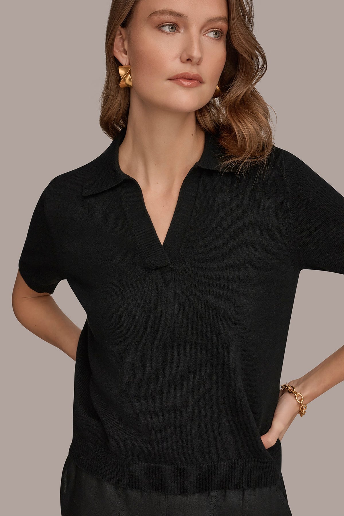 COTTON AND CASHMERE POLO SWEATER