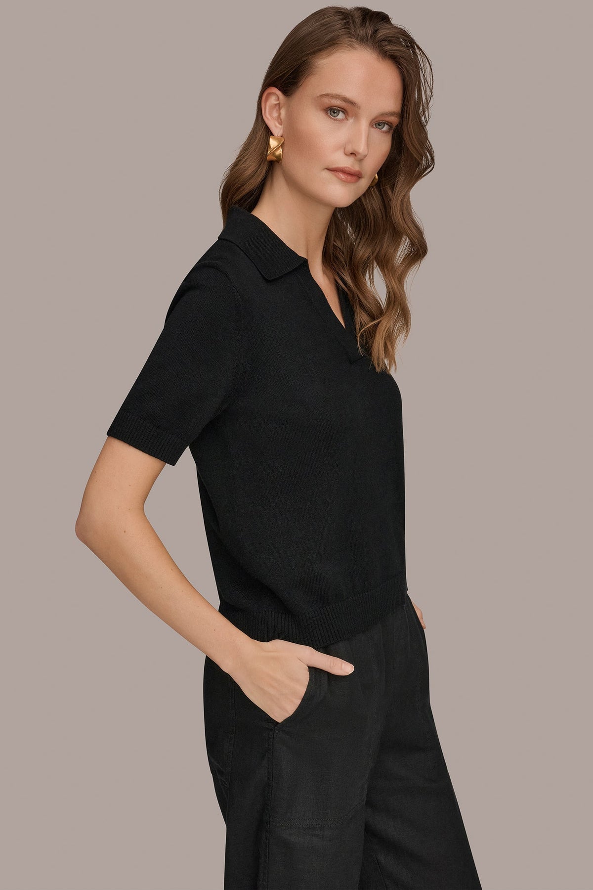 COTTON AND CASHMERE POLO SWEATER