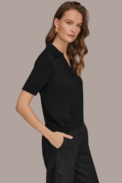 COTTON AND CASHMERE POLO SWEATER