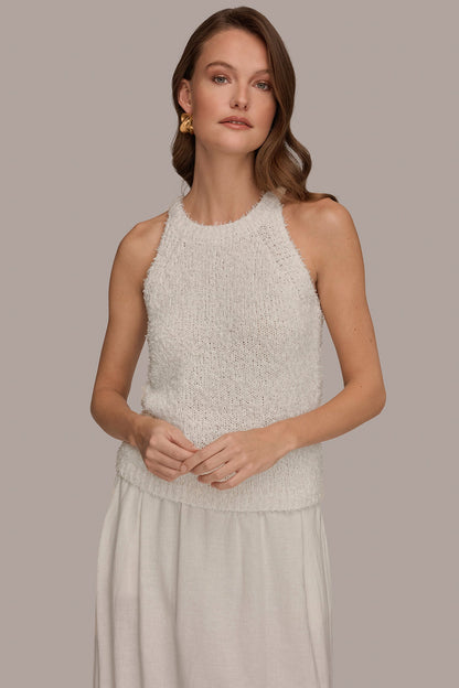 SLEEVELESS HALTER SWEATER TANK