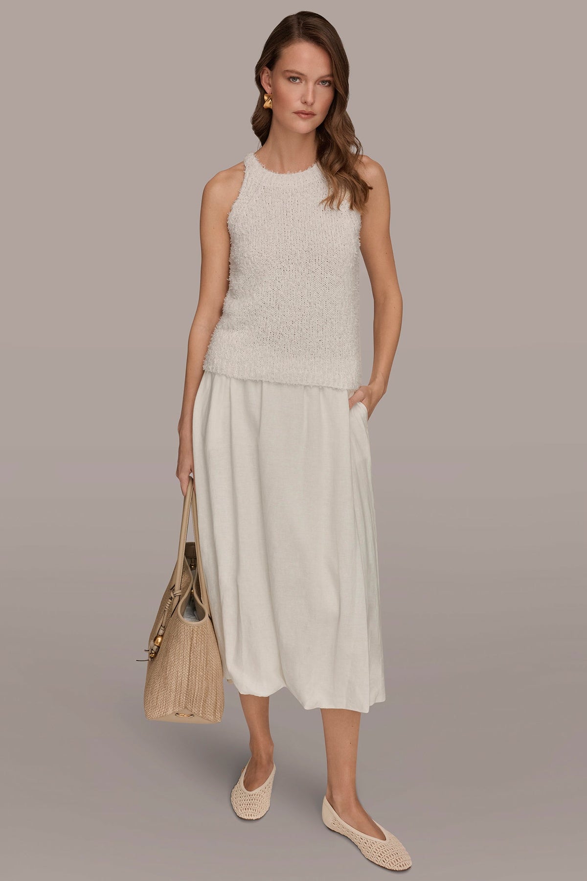 SLEEVELESS HALTER SWEATER TANK