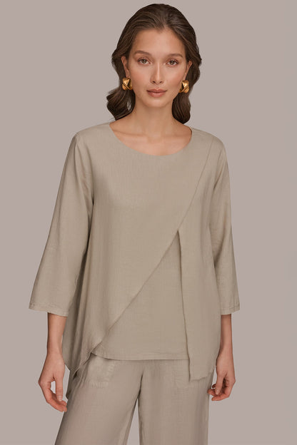 3/4 SLEEVE OVERLAY BLOUSE