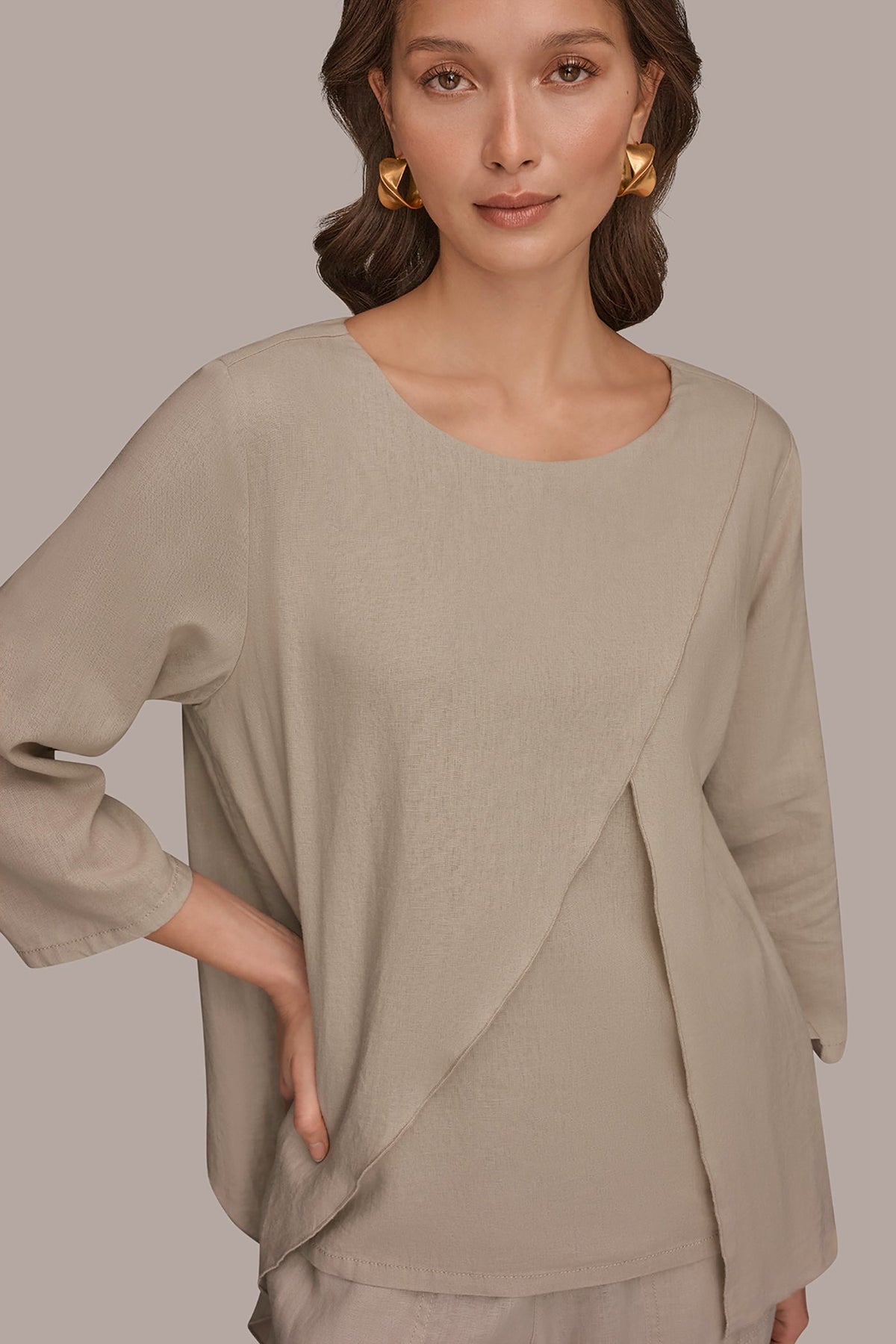 3/4 SLEEVE OVERLAY BLOUSE