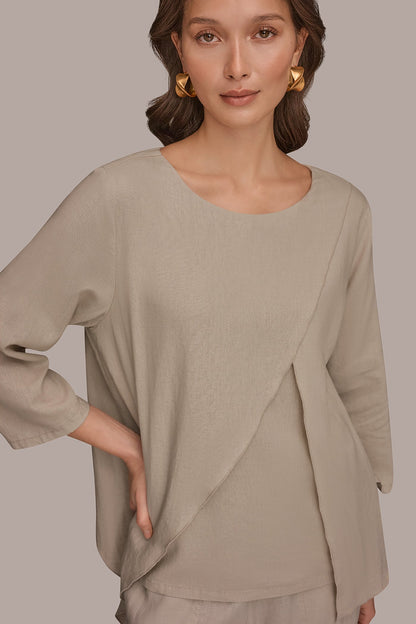 3/4 SLEEVE OVERLAY BLOUSE
