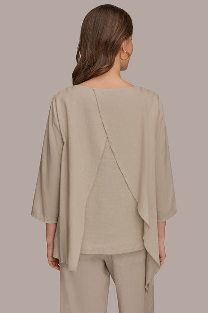 3/4 SLEEVE OVERLAY BLOUSE