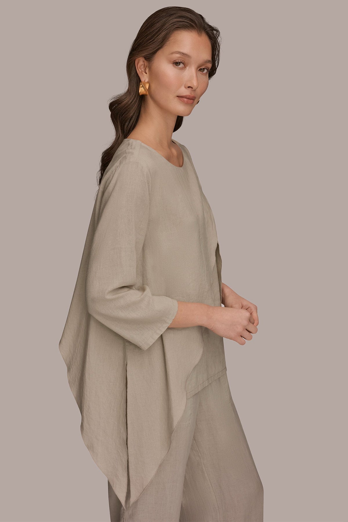 3/4 SLEEVE OVERLAY BLOUSE