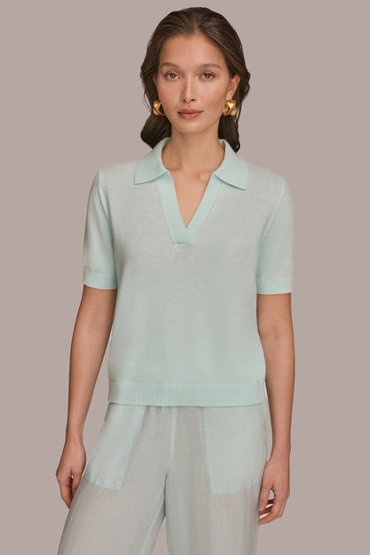 COTTON AND CASHMERE POLO SWEATER