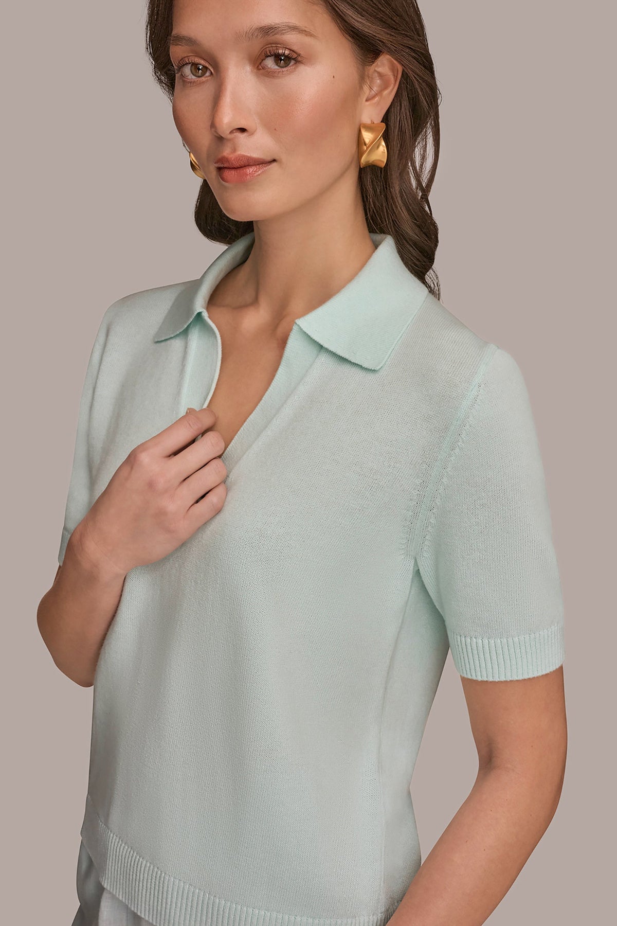 COTTON AND CASHMERE POLO SWEATER