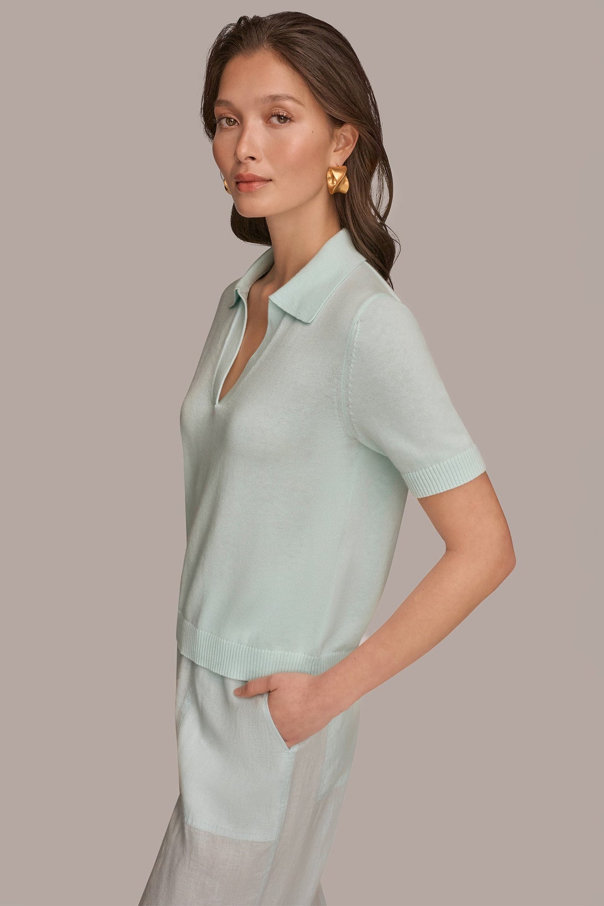COTTON AND CASHMERE POLO SWEATER