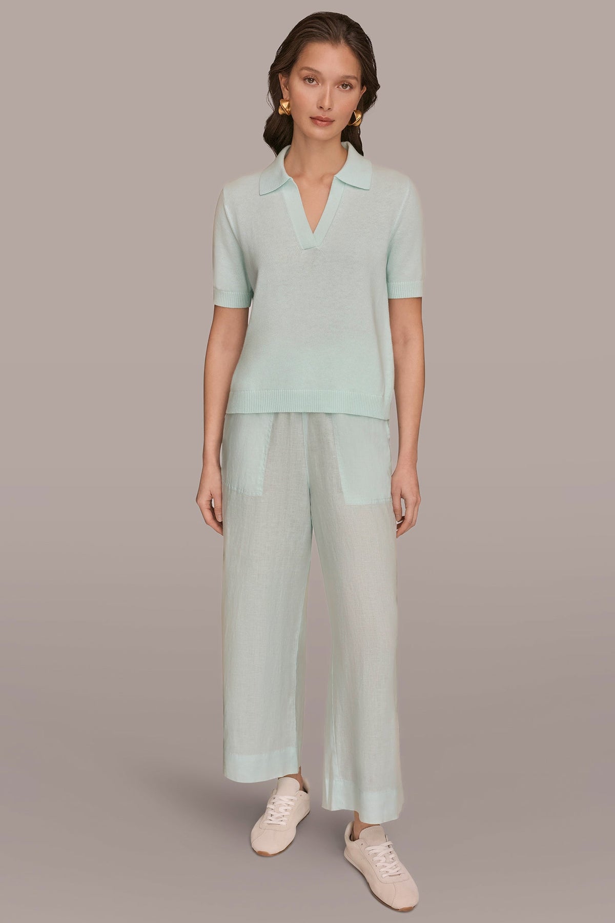 COTTON AND CASHMERE POLO SWEATER