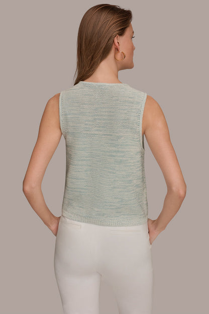 SLEEVELESS TIE-FRONT CARDIGAN
