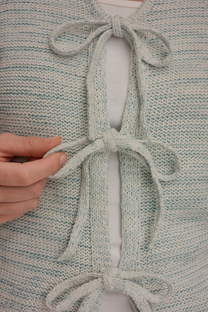 SLEEVELESS TIE-FRONT CARDIGAN