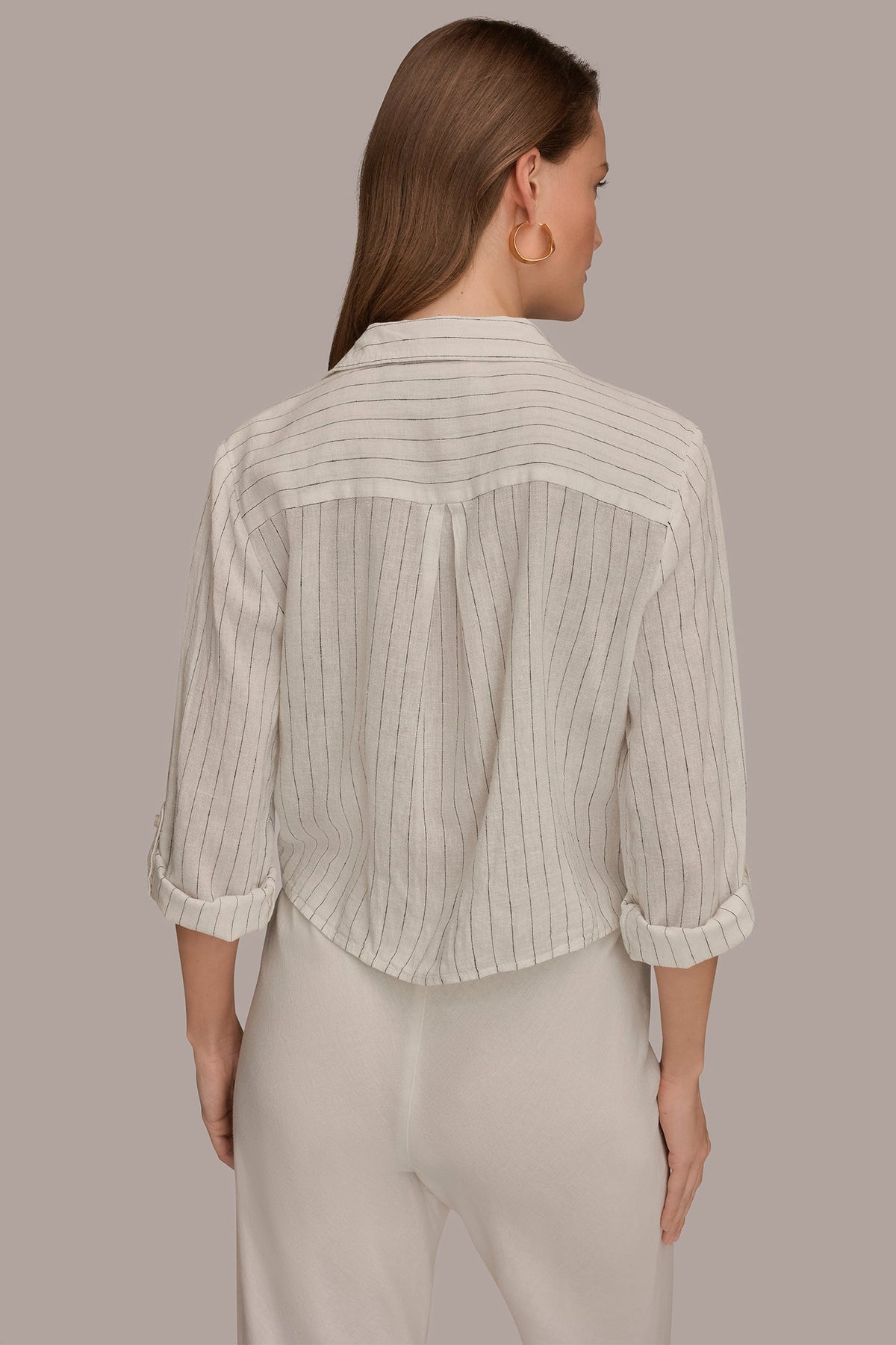 LONG SLEEVE TIE-FRONT BLOUSE